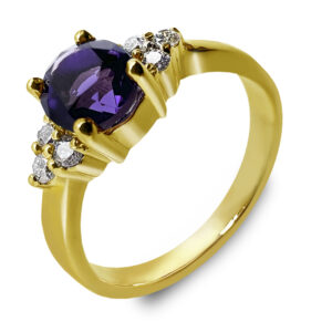 Pierścionek AureLix z żółtego złota z ametystem 0.45 ct